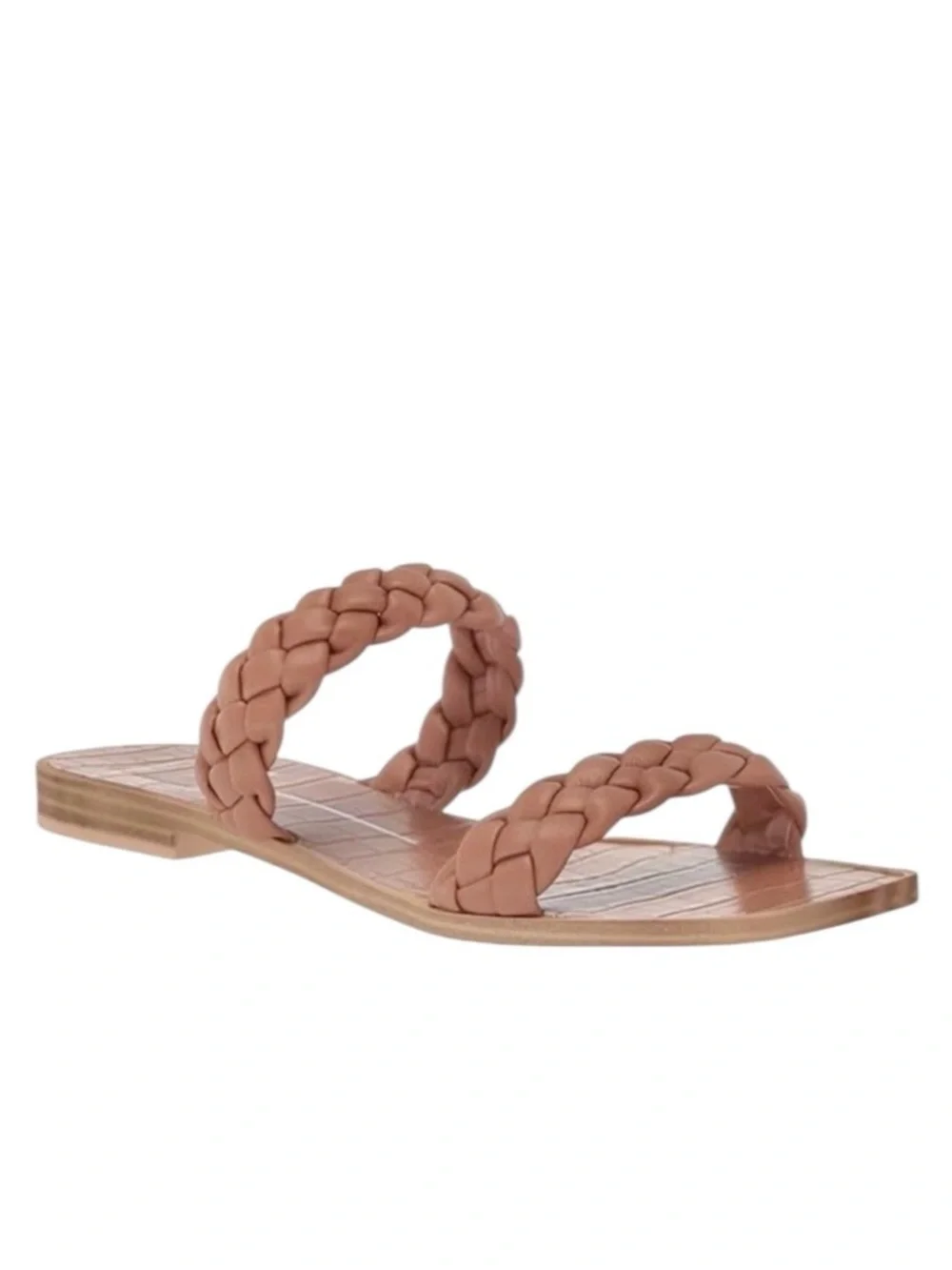DOLCE VITA Indy Caramel Stella Slip-on Braided Square Toe Sandals Brown Shoes
